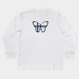 Finnish Flag Butterfly Kids Long Sleeve T-Shirt